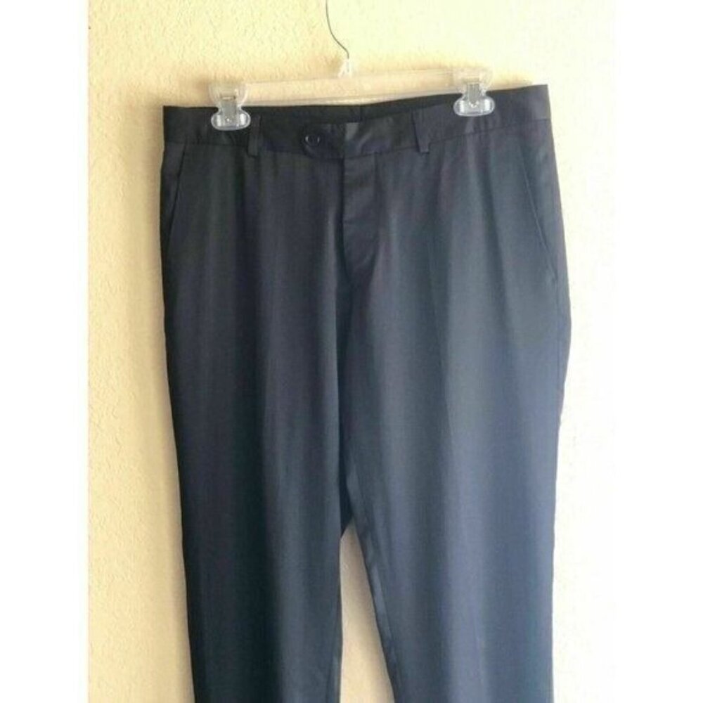 Ron Tomson Black Satin Men’s Formal Dress Pants Size 48 Classic Fit - Picture 9 of 11